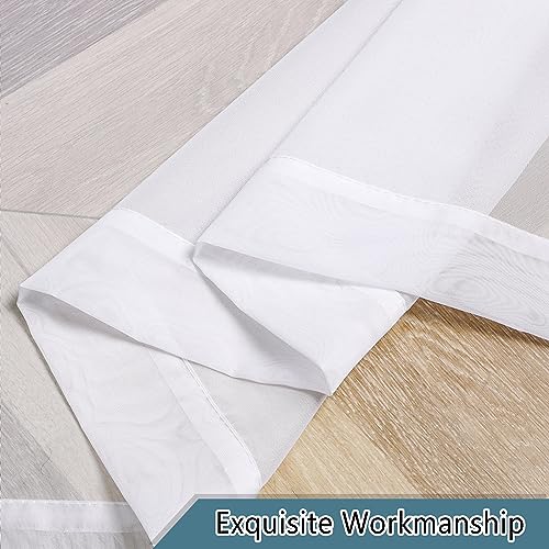 Sheer White Curtains 14 Inch Length 2 Pieces (White / 40"W x 14"L (Pack of 2))