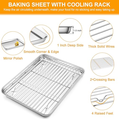 16x12 Inches Stainless Steel Baking Sheet with Wire Cooling Rack (16x12x1)