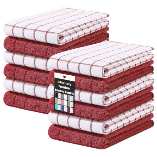 Large Premium Cotton Kitchen Towels 16"x 28" (Rust / 16" X 28" - 12 Pack)