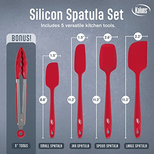 Silicone Spatula Set (4 Pcs + Tongs Red)