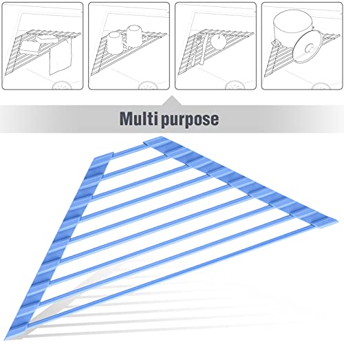 Triangle Roll Up Dish Drying Rack with Silicone Coating (Blue)