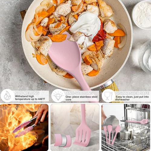 22 Piece Silicone Cooking Utensils Set (Pink)