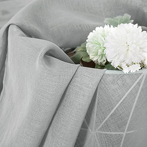 Sheer Tier Curtain Linen Textured Half Kitchen Curtains Sheer Light Filtering Rod Pocket Voile Small Curtains for Bathroom (25"W x 36"L (Pack of 2) / Silver Grey)