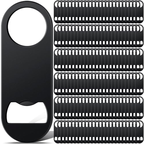 Bottle Openers Stainless Steel Flat Bottle Opener Bulk 3.4 x 1.3 Inches Bartender Beer Key Soda Can Mini Speed for Kitchen (Black)