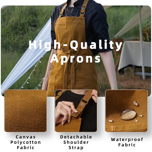 Chef Men Canvas Waterproof Apron Pocket 4251GB (1 Pack / Ginger)