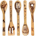 5 Piece Wooden Spoons for Cooking (Jack Skellington)