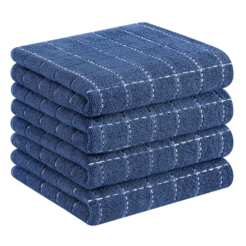 100% Cotton Terry Kitchen Towels (Navy Blue / 13 X 28 - 4 Pack)