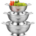 3 Pcs Stainless Steel Colander Set Metal Mesh Strainers (Silver)