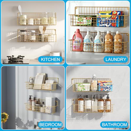 Spice Rack Wall Mount (Gold-4 Pack)