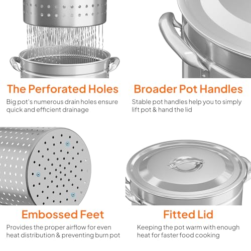 82QT Stainless Steel Stock Pot for Boiling Seafood (82 Quarts)