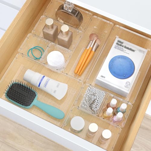 23 PCS Plastic Drawer Organizers Set (Clear / 23 PCS)