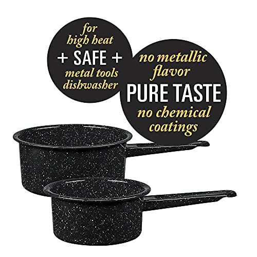 Saucepan Set 1 Qt & 2 Qt (1-Quart & 2-Quart / 1 qt & 2 qt Open Saucepan Set / Speckled Black)