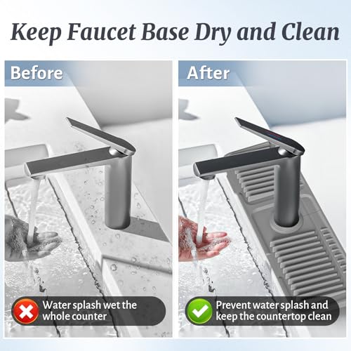 17.7 Inch Faucet Mat for Kitchen Sink Splash Guard (Gray / 17.7" x 5.5")