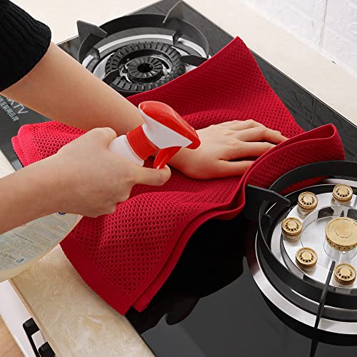 100% Cotton Waffle Weave Kitchen Dish Towels 4 (Red / 13 X 28 - 4 Pack)