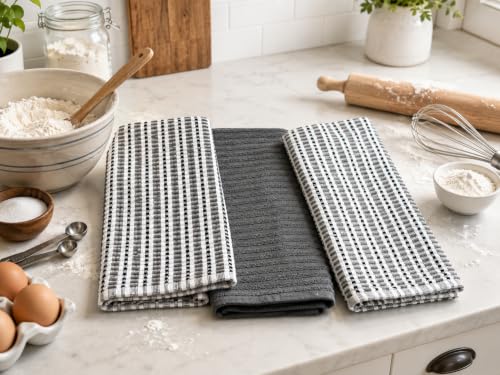 Grey Black Kitchen Hand Dish Towels (Tanya Black)