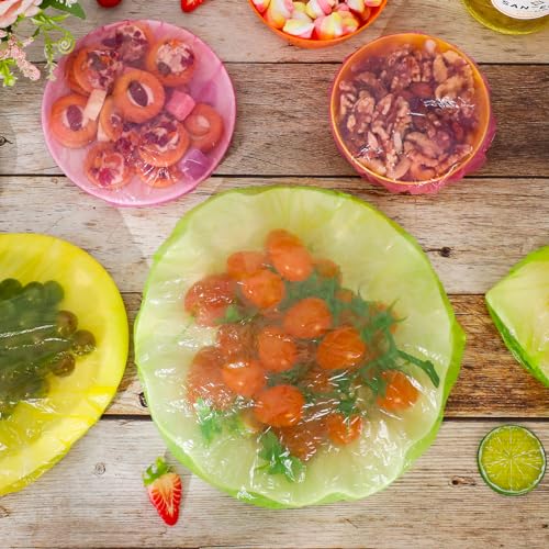 60Pcs Elastic Bowl Covers Saran Wrap Plastic Reusable Food Covers
