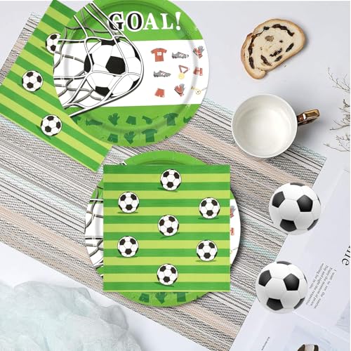 50pcs Soccer Paper Plates and Napkins Party Supplies