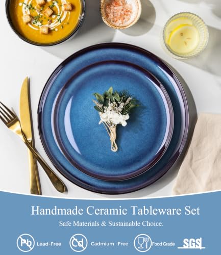 Ceramic Dinnerware Sets for 4 (Modern-Blue / Service for 4 (12 Pcs))