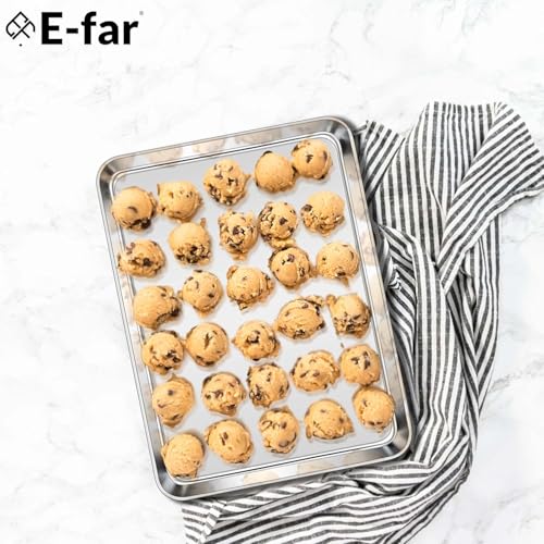 Stainless Steel Baking Sheet Set of 3 (Flat bottom / 12.5"/10.5"/9.4" - 1" Depth)