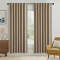 Burlap 100% Blackout Linen Curtains 72 Inch Long for Bedroom (Burlap / 52"W x 72"L (Pack of 2))
