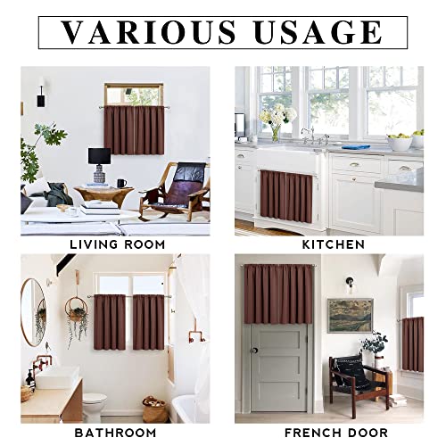 Short Blackout Curtains for Bedroom (Chocolate Brown / 34"W x 45"L (Pack of 2))