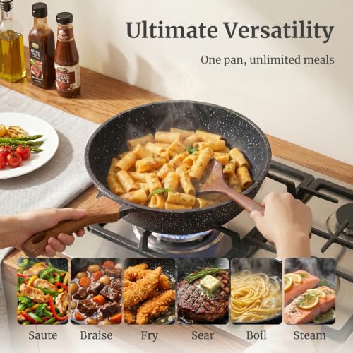 11 Inch 4.5 QT Nonstick Deep Frying Pan w (Gray / 11 Inch/4.5 QT)