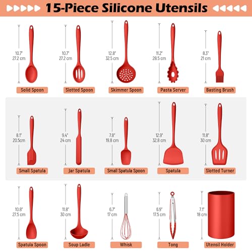 Kitchen Cooking Utensils Set (Red)