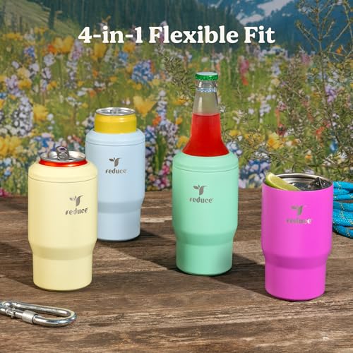 4-in-1 Drink Cooler - Versatile Can & Bottle Holder with Vacuum Insulation - Keeps Drinks Cold Up to 4 Hours - Includes Bottle Opener - Fits Cupholders & Dishwasher Safe - 14oz - Black (Black / Single)