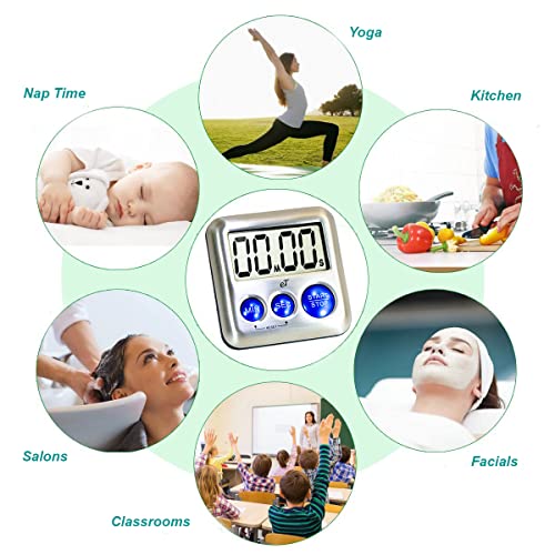 Elegant Digital Kitchen Timer Stainless Steel (Plumberry 6-pack)