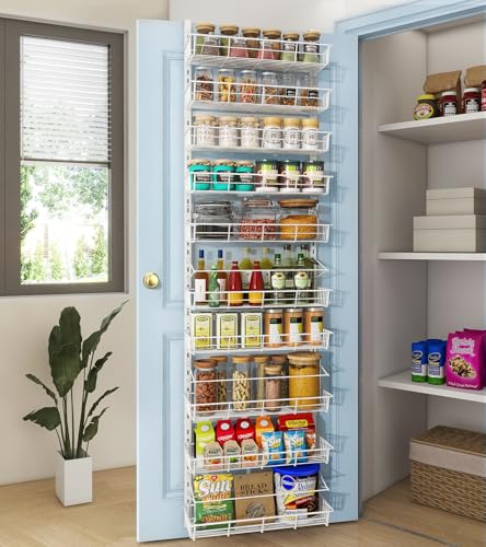 White 10 Tier Over The Door Pantry Organizer (White / 10-Tier)