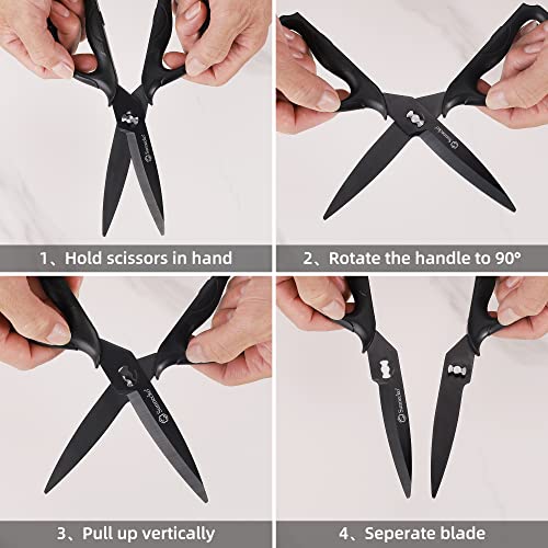 Kitchen Scissors All Purpose Heavy Duty Scissors Titanium Coated (8 Inch Black)
