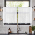 Solid Sheer Rod Pocket Curtain Voile Draperies 2 Panels White Beige Black Ivory Coffee 22 Inch Width 40 Inch Long 1 Pair for Kitchen Bedroom Children Living Room Yard (White / 22"W x 40"L (Pack of 2))