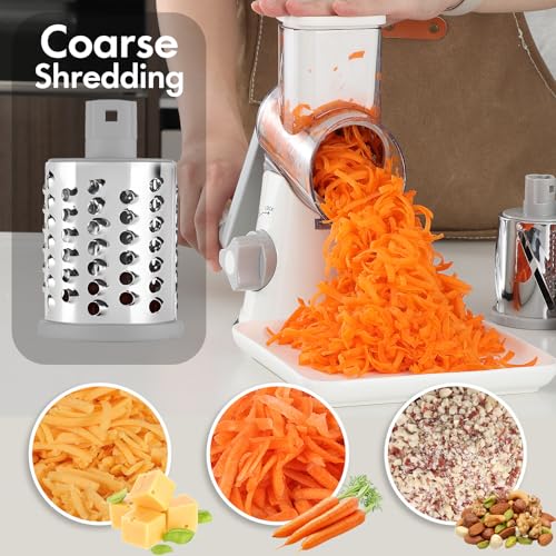 Rotary Cheese Grater with Handle (White)