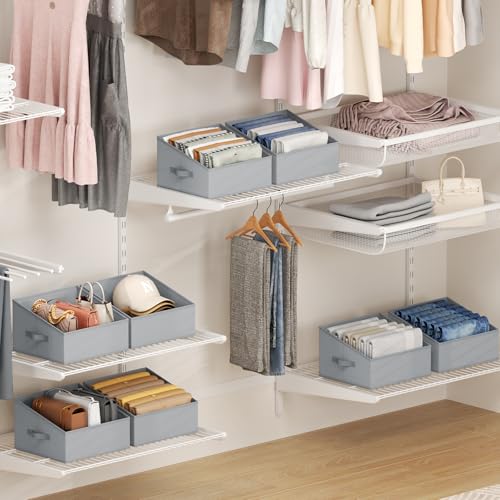 Closet Storage Bins 10 Pack (Gray / 10 Bins 11.4"x11.4"x7.8")
