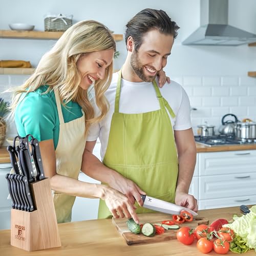 14 Pcs Kitchen Knife Set with Block (14 Pcs / Black)