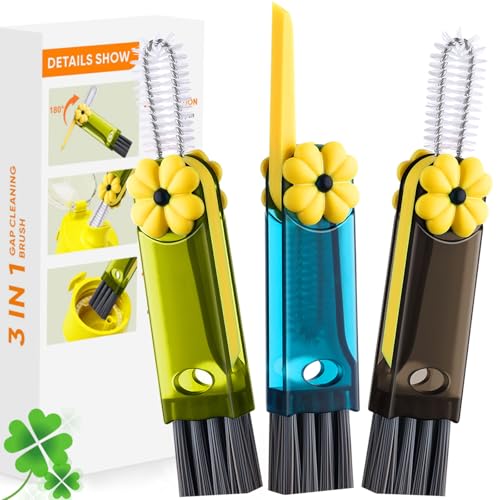 3 in 1 Cup Lid Cleaning Brush (Green, Blue, Gray(3pcs))