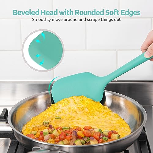 Silicone Kitchen Cooking Utensil Set of 5 ((1) Aqua Sky)