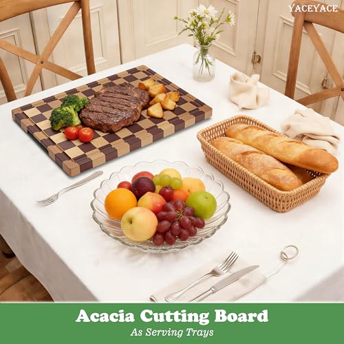 Wooden Cutting Boards for Kitchen (Checker Board / 16.5"x12"x0.8")