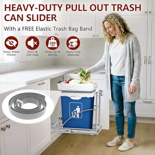 Under Sink Trash Can Pull Out Trash Hidden for 30 (Metallic Silver)