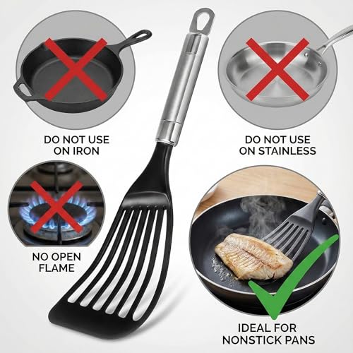 2 Pack Thin Flexible Fish Spatula for Nonstick Cookware (Medium (2 Pack))