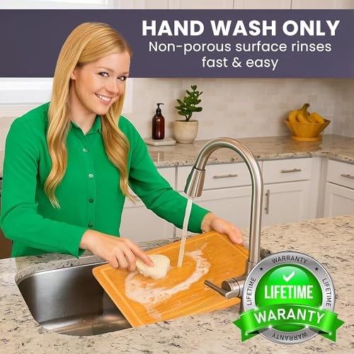 20 Inch Bamboo Wood Cutting Board Featuring Super (Glue-Free Surface - Rectangular)