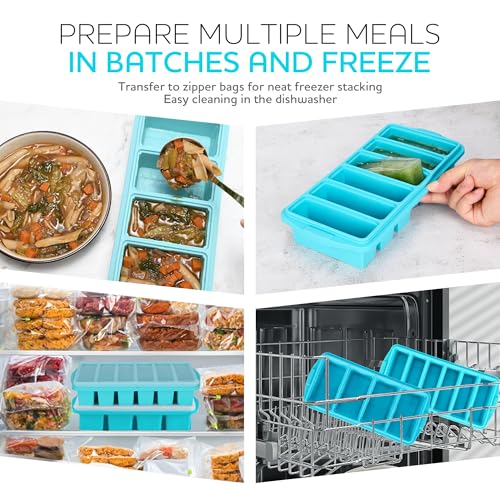 Silicone Freezer Tray With Lid (1 Cup and 1/2 Cup Grey)