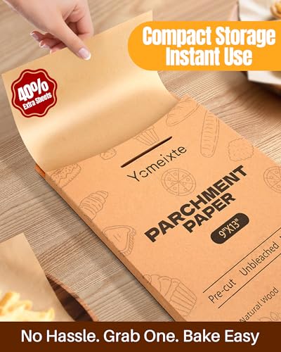 280 Parchment Paper Sheets 9x13" (Natural Unbleached Brown / 9" x 13" - 280 Pack)