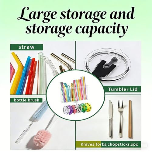 10''Straw Storage for Cabinet Door with Tumbler Straw Organizer (White)