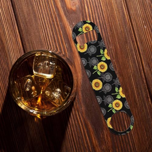 Sunflowers Stainless Steel Bottle Opener Vibrant Yellow Watercolor Flower Vintage Style Floral Black Flat Beer Bottle Opener Keychain for Home Kitchen Bar Restaurant Party Birthday Gift (Sunflowers)