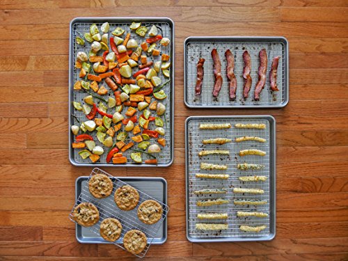 Bakeware Quarter Sheet Baking Pan and Bakeable Nonstick Cooling Rack Set (Quarter Sheet (Pack of 1) / Quarter Sheet Pan & Rack Set)