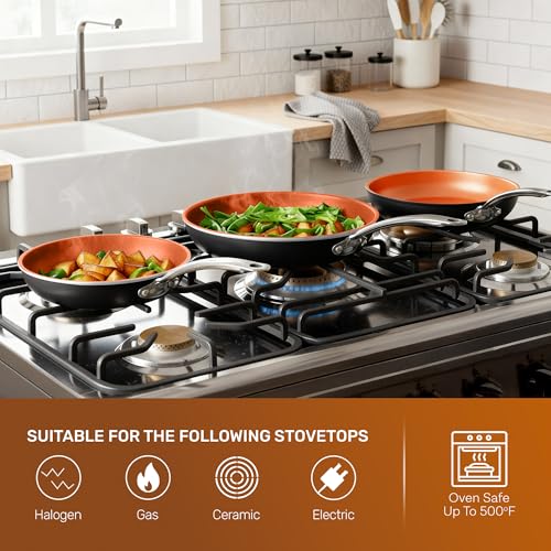 12.5 Large Frying Pans Nonstick (Copper / 12.5")