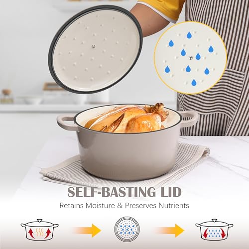 Enameled Dutch Oven Pot for Bread Baking (Khaki)