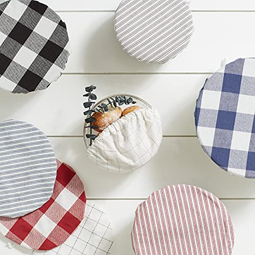 Reusable Cloth Bowl Cover Collection Machine Washable (Farmhouse Plaid, French Blue / 10.25"/8.25"/7.5" Diameter)