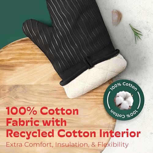 Silicone Oven Mitts (Black / 12.5")
